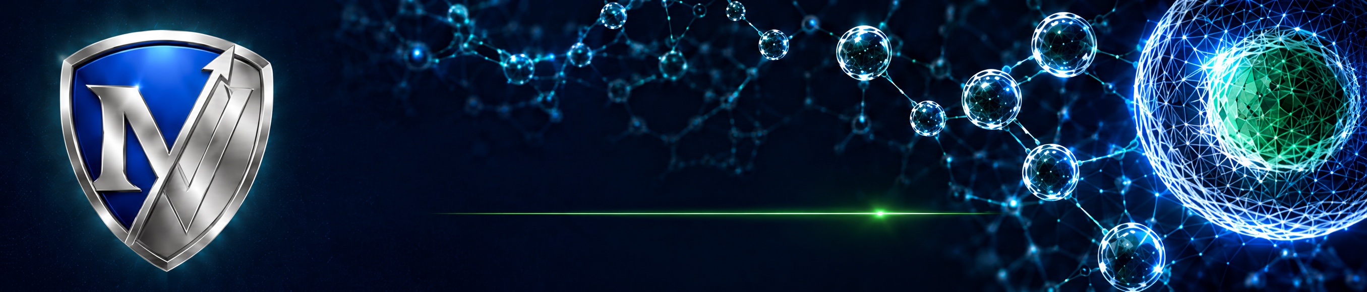 MVMT shield mark over a molecular network