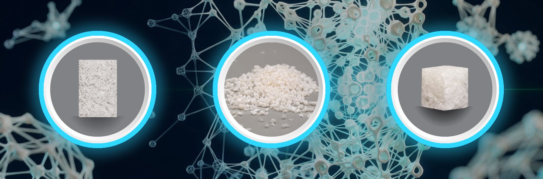 Osteoconductive scaffold material in block, granulate, and cube forms